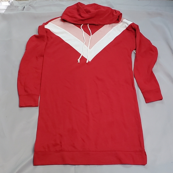 Flirtitude Active Womans Red Long Sleeve Chevron Medium Tunic Dress Casual - Picture 1 of 7